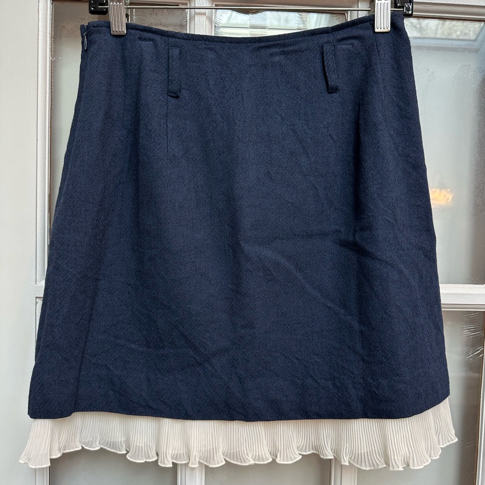 Vintage Betsey Johnson Retro Y2K 90’s Navy A-Line Layered Hem Skirt Size 6 - Picture 2 of 9